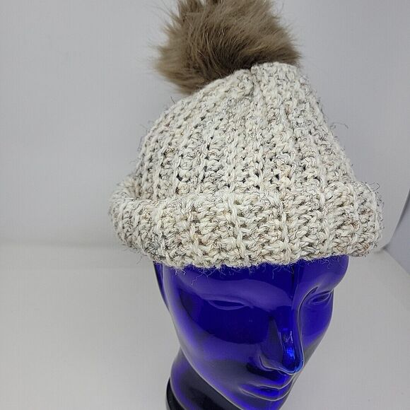 Womens Winter Knitted Beanie Hat with Faux Fur Pom Warm Knit Skull Cap - Picture 5 of 12